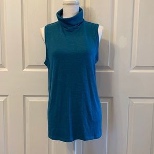 Banana Republic Teal Blue turtle neck tank Size XL